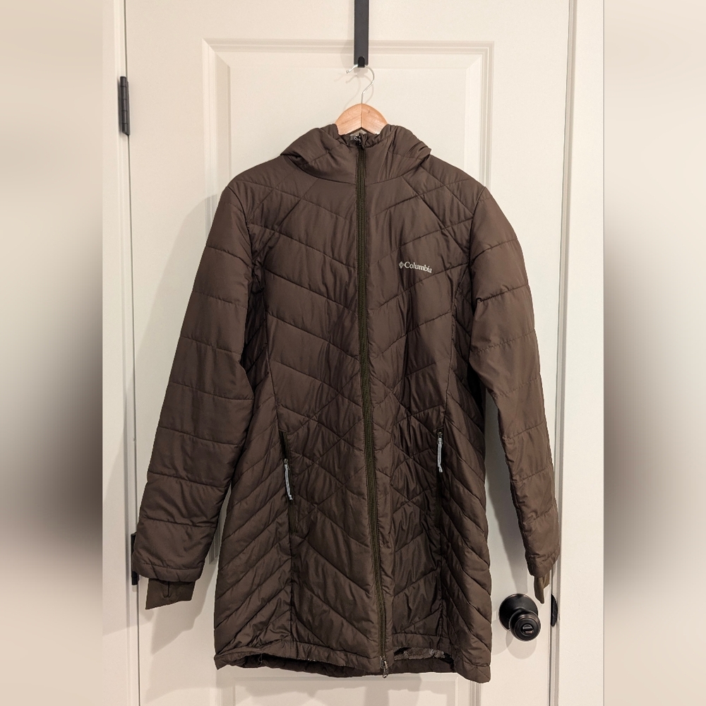 Columbia Heavenly Long Hooded Jacket Olive Green Large